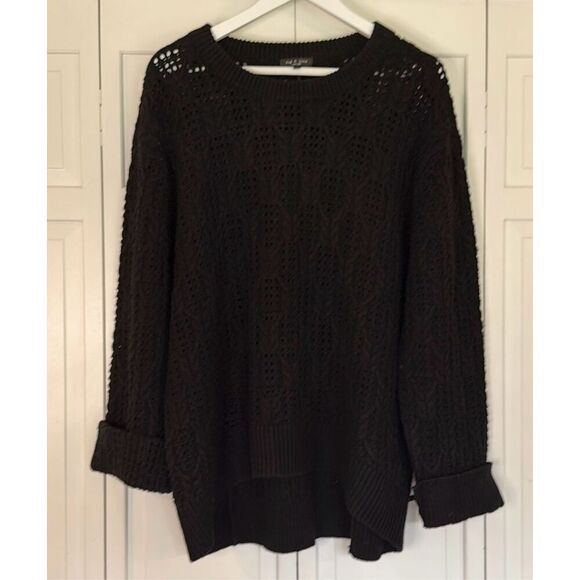 Rag & Bone 100% wool Divya cable crochet knit sweater large - Picture 4 of 13